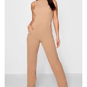 Brown Textured Jumpsuit